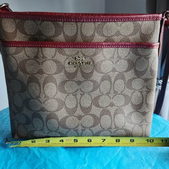 Coach Wine Signature Coated Canvas Crossbody w/Cherries EUC - Picture 8 of 11